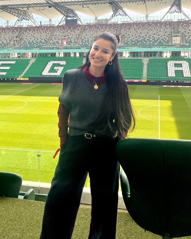 Alexis at the Legia Warsaw stadium, where she led a training for teachers